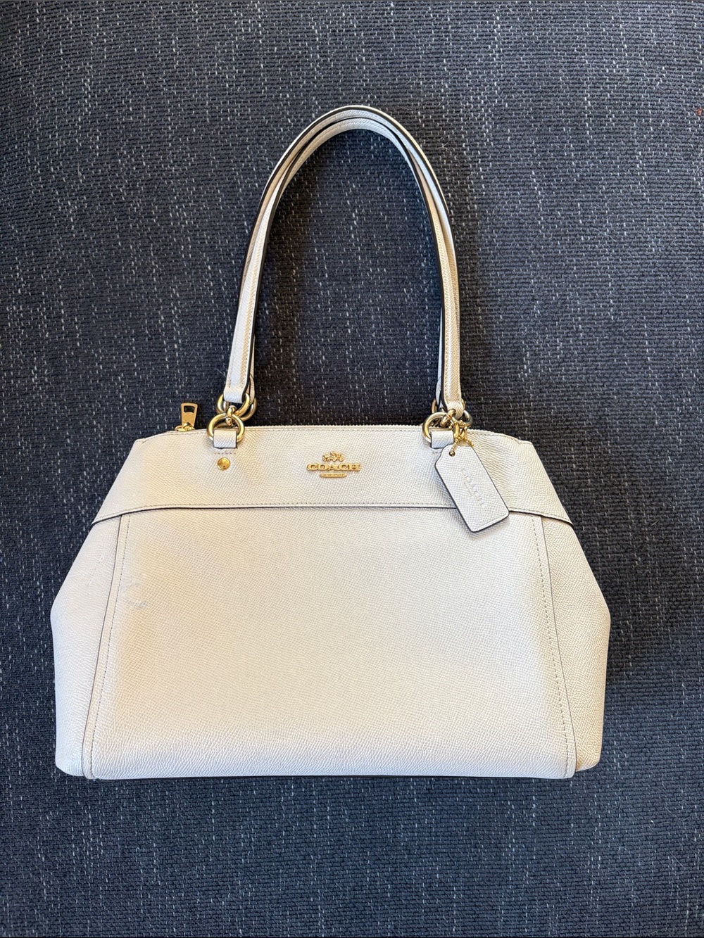 Coach Pebbled Leather Shoulder Bag in Light Cream with Gold Hardware